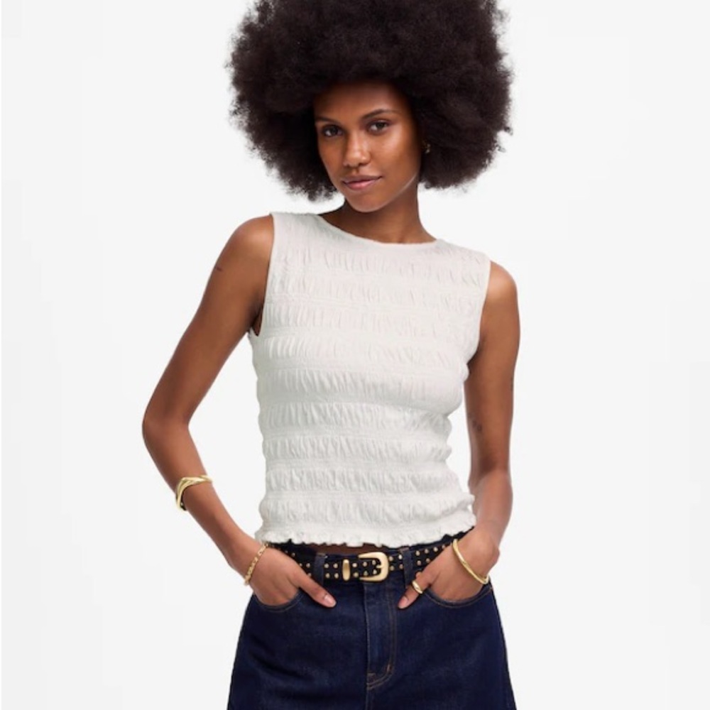 Madewell Smocked Boatneck Tank